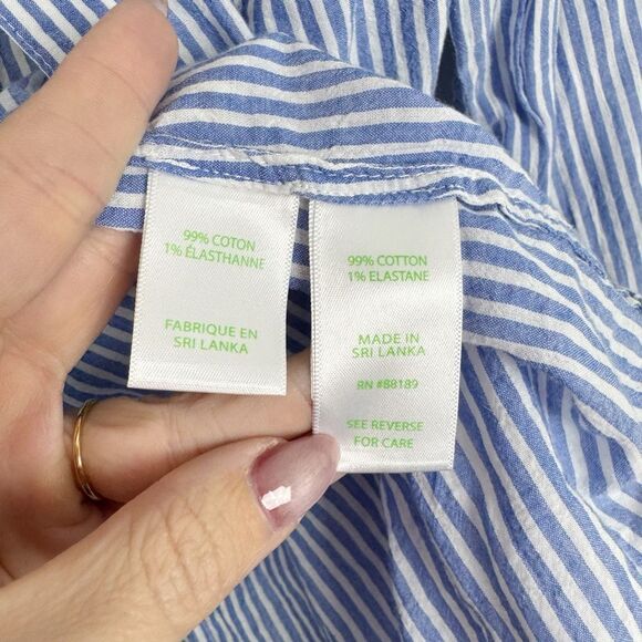 LILLY PULITZER | Sea View Button Down Coastal Blue & White Stripe Top Women’s M - Picture 10 of 14